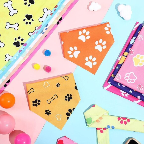50 Pieces Paw Print Dog Bandanas Bulk Dog Bandanas for Pets Triangle Kerchief Bi - Picture 5 of 6